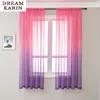 Cortinas Dream Karin Multi Color Gradiente Tule Cortinas para Sala de estar Quarto Moderno Voile Cortinas para Tratamento de Janela Organza Drape