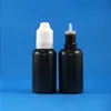 100 conjuntos/lote 30ml conta-gotas de plástico PRETO Garrafas invioláveis Tampas duplas à prova de crianças Longas e finas Pontas de agulha e Cig Liquid 30 mL Aaxek