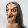 Party Masks Scary Old Witch Mask Latex med hår Halloween Fancy Dress Wig Grimace Party Costume Cosplay Horror Nun Masks Props Adult 230626