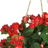 Faux Floral Greenery Boussac 24 "Geranium wiszący koszyk sztuczna roślina Zielona dekoracyjna dekoracja domowa Akcesoria sztuczne kwiaty 230627