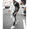 Herrspåriga Spring Mäns Tracksuit Men Sportuits Gentlemen Set Colorful Flam Tshirt Outfit Långärmad Gym Casual Sportswear 2 Pieces Suit X0627