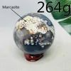 Decorative Objects Figurines Natural Black Cherry Blossom Agate Marcasite Ball Geode Agate Original Mineral Specimen Home Feng Shui Decoration Gem Healing