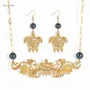 Hot Hawaiian Gold Plated Jewelry Set Wholesale Pearl Earrings Alloy Necklace Sets For Women Girls Gift