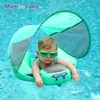 Sand Play Water Fun Mambobaby Solid Icke-inflatable Baby Swimming Float med Canopy Born Lying Ring Pool Toys Spädbarn Swim Trainer Floater Dropship 230626