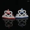 Pinzas para el cabello 6 uds X (cada Color de piedra forma 3 uds) Diamante de imitación corazón hueso Mini corona Tiara mascotas o niñas regalo Barrette joyería
