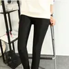 Women's Leggings CUHAKCI Polyester Casual High Waist Pants Black Shiny Leggins Women Elasticity Push Up Slim Solid Female