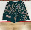 Red Green Blue Black Knitted Shorts Men Women Summer Top Drawstring Full Cashew Breeches