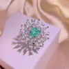 Halskette Ohrringe Set Elegant Paraiba Edelstein Schmuck Silber Farbe Grün Zirkon Anhänger Halsketten Öffnungsringe Für Frauen Zartes Kleid