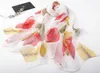 Scarves Fashion Leaf Chiffon Georgette Scarf Women Geometric Printing Long Soft Wrap Shawl Beach Kerchief Foulard