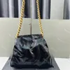 Crush Hourglass Chain Bag Calfskin Leather Shoulder Crossbody Bags Fashion Letter Hårdvara Kvinnor Handväska Purse Studd Magnet Stängning