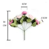 Dekorativa blommor Rose Pink Silk Peony Artificial Bouquet 5 Big Head och 4 Bud Fake For Home Wedding Decoration Inomhus