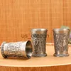 Dekorative Objekte Figuren 30 ml Vintage Metall Ägyptisches Weinglas Pharao Tut Gravur Kelch Metall Cocktail Whiskey Bar Tasse Wasserglas Bar Heimdekoration