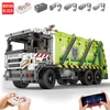 Electric RC Car Electric Remote Control Comprimering Garbage Truck Building Blocks MOC City Sanitation Technical RC Bricks Kids Toys Boy Gifts 230627