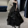 Urban Sexy Dresses Temperament Black Elegant Wedding Party Strapless Tiered Draped Prom Robe 2023 Ball Gown Formal Dres Vestidos 230627