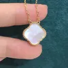 2023 New fashion designer jewelry 4/four leaf clover necklace gold necklaces women luxury 18K gold agate shell mother of pearl high quality gift