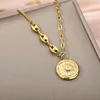 Pendant Necklaces Vintage Sun For Women Stainless Steel Charm Splicing Chain Choker Necklace Jewelry Gift Wholesale