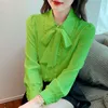 レディースブラウスレディース蝶ネクタイトップ女性韓国スタイルのデザイン服フレアスリーブエレガントなオフィスレディーかわいいリボン甘い甘いシャツ