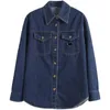 Woman Jackets Coats Denim Shirt Designer Jeans Coat Wash Blue Streetwears Jacket Windbreaker Long Sleeves Pockets Shirts S-XL