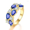 Cluster Rings Ociki Rose Gold Color Cubic Zirconia Crystal Ring Blue Green Colourful Red Bohemia For Women Girls Gift Drop Wholesale