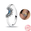 925 Sterling Silver Girl Blue Headdress Women's Silver Finger Ring Gioielli in argento fai da te Accessori moda Regalo Consegna gratuita