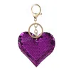 Shiny Sequins Keychain Cute Heart-shaped Key Rings Holder Purses Bags Cars Keys Pendants Accessories Party Gifts For Women Girls