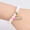 Charm Pulseiras Moda Jóias Imitação Pérolas Conta Batom Rosa Pingente Pulseira Para Mulheres Cristal