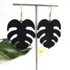 Dangle Earrings Tropical Monstera Leaf Wood Earring Hawaiian Glowforge Bohemia Polynesian Tonga Jewelry