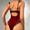 Vrouwen Nachtkleding Womens Grote Temperament Fluwelen Kant Dunne Sexy Effen Pak Erotische Lingerie Sexi Exotische Kleding Slanke Open kruis