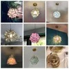 Pendant Lamps Led Nordic Corridor Lamp Entrance Hall Balcony Porch Petal Pendent Light Restaurant Bedroom American Copper Chandelier