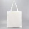 Storage Bags 5 Pcs White Pure Color Cotton Shopping Bag Women Linen Handbag Canvas Portable Lady Girls Hand Tote Large Capacity