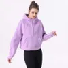 New 23ss Lulus Yoga Outfits tuta sportiva da donna mezza zip felpa con cappuccio vestibilità ampia set pile resistente alle rughe blocco caldo giacca fitness maglione giacca da donna Yoga