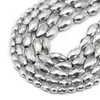 Beads Faceted Oval Silvers Hematite Natural Stone Rice Grains Spacers Loose For Jewelry Making Diy Bracelets 3x5/4x6/6x12MM 15''