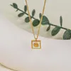 Pendanthalsband Sinleery Rostfritt stål Rose Flower Square Shell Necklace For Women Gold Color Chain Fashion Jewelry DL073 SSB