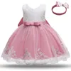 Flickans klänningar födda Baby Girl Dress Party for Girls 1 Year Birthday Princess Lace Doping Gown Clothing White Baptism 230626