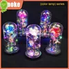 Nouveau avec des fleurs éternelles légères faites à la main Durable fée guirlande lumineuse verre à haute teneur en bore avec couvercle en verre Led enchanté Galaxy Rose