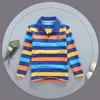 Polos Boy Polo Shirt Kids Clothes Tops Color Stripes Turn-down Collar Autumn Long Sleeve Polos Baby Boy Camisetas Boys Shirts Teen 230626