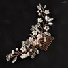 Hair Clips Bridal Pearl Flower Comb Handmade Beaded Clip For Women & Girls Wedding Accessories LB