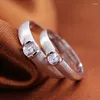 Clusterringe 925 Sterling Silber Verstellbarer Paarring Glatter gebürsteter Zirkon Eingelegter Schmuck High-End-Männer und Frauen