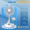 Portable Oscillating Standing Fan With Remote Control, 8 Inch Silent Pedestal Fan, 7200mAh Rechargeable Battery USB Powered Floor Fan-2