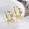 Stud Earrings Fashion Huggie Disc Charm Hoop Small Cooper 925 Silver Needle Women Ear Piercing Ring Anti-Allergic Jewelry