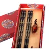 Flatware Sets wood chopsticks 2 pairs with holders Chinese characteristics China Affairs presents gift souvenir 230627