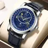 Pakt Automatic Mechanical Watch Men Roteren Gypsophila Dial Leather Riem Creative Clock Male geschenk relogio masculino