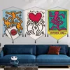 Tapisserier Modern Graffiti Art Tapestry Keiths Harings tygvägg hängande makram målning väggmattor filt hippie trendrum dekoration 230626