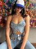 Dames T-shirt Rapcopter y2k Butterfly Jeans Crop Top Backless Strap Camis Sexy Blue Cute Party Sweats Women Beach Holiday Mini Vest Summer Tee J230627