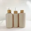 Lagringsflaskor grossist 100/250/300/400 ml återvunnet biologiskt nedbrytbart vete halm lotion plast schampo pump med bambu lockar platt cylinde