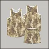 Breathable Quick-Drying Camouflage Basketball Wear Suit Mens Customized College Student Competition Training Uniform Training Camp Sports Je