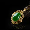 Pendant Necklaces Luxury Gold Plated Green Gems Necklace Temperament Elegant Bridal Wedding Jewelry Mom Grandmother Gifts