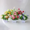 Mini Künstliche Blumen Pflanzen Bonsai Gefälschte Blumen Topf Ornamente Hause Esstisch Hochzeit Topf Dekor Rose Zaun Blumen Set