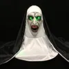 Party Masks LED Horror The Nun Mask Cosplay Scary Latex Masks with Headscarf Led Light Halloween Party Props Deluxe 230626