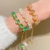 Pulseira com miçangas de cristal transparente facetada e colorida para mulheres, meninas, pulseiras de fada, pulseiras ajustáveis, joias, presentes